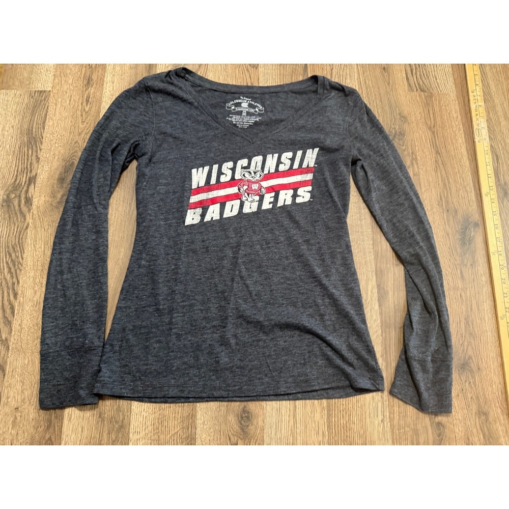 Colosseum Athletics Wisconsin Badgers Women Medium Charcoal Grey Adult Excellent